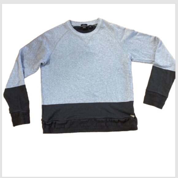 Hugo Boss Women's Sweater - Gray Two Tone Sweatshirt Preppy Casual Slim Fit sz L - Picture 3 of 7